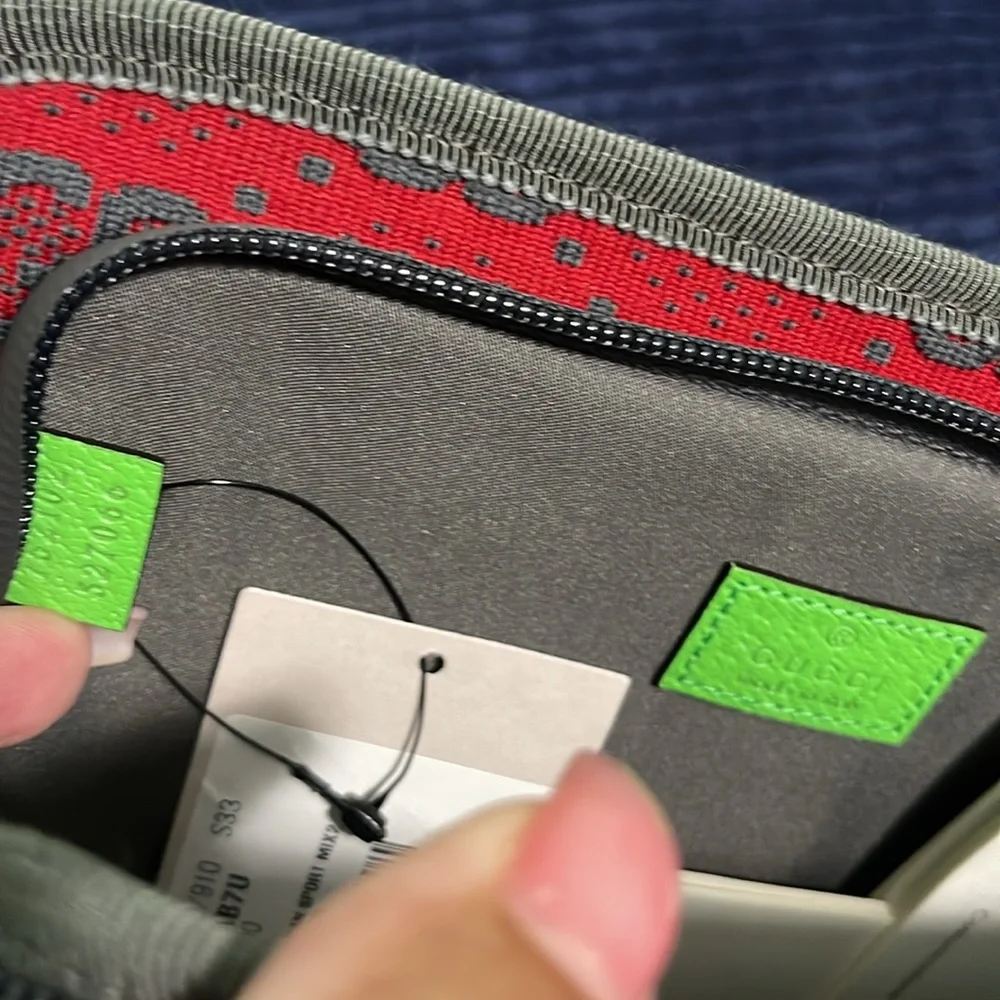 Gucci Red and Gray Belt Bag with Green Accents